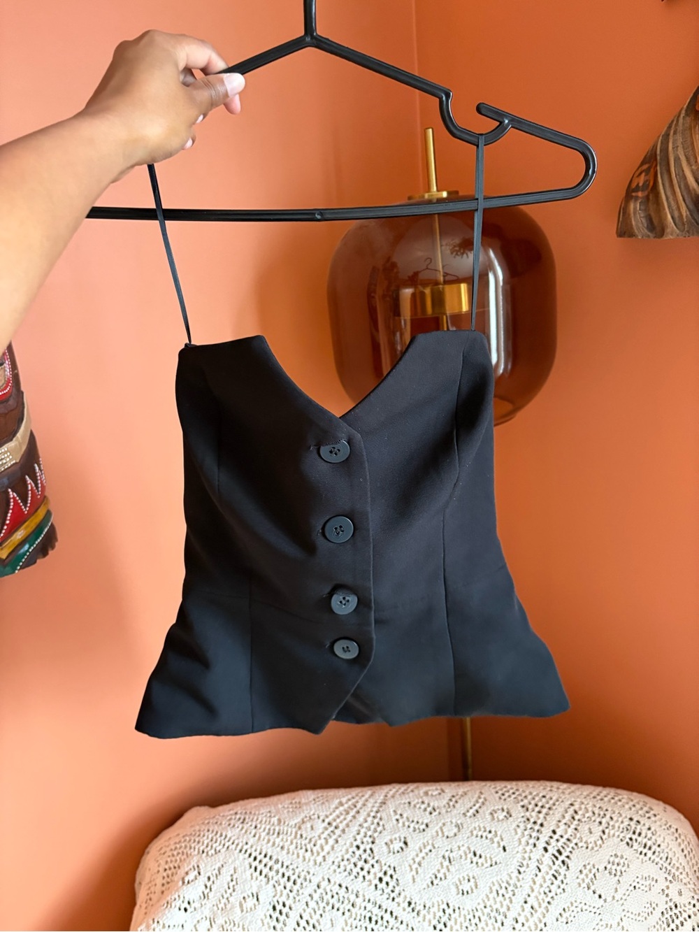 Dynamite Black Button-Front Corset Camisole